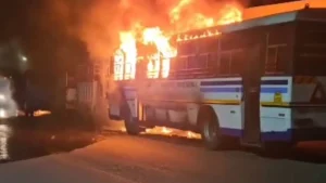 Another fire breaks out in Baijnath! CTU bus completely destroyed.